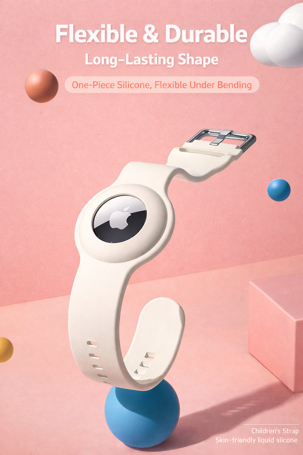 Kids AirTag Wristband Case  Liquid Silicone Watch-Style Protective Bracelet for Apple AirTag