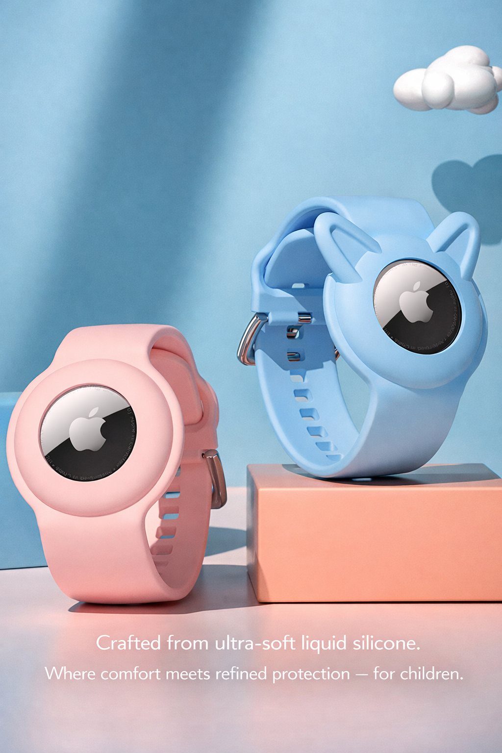 Kids AirTag Wristband Case  Liquid Silicone Watch-Style Protective Bracelet for Apple AirTag