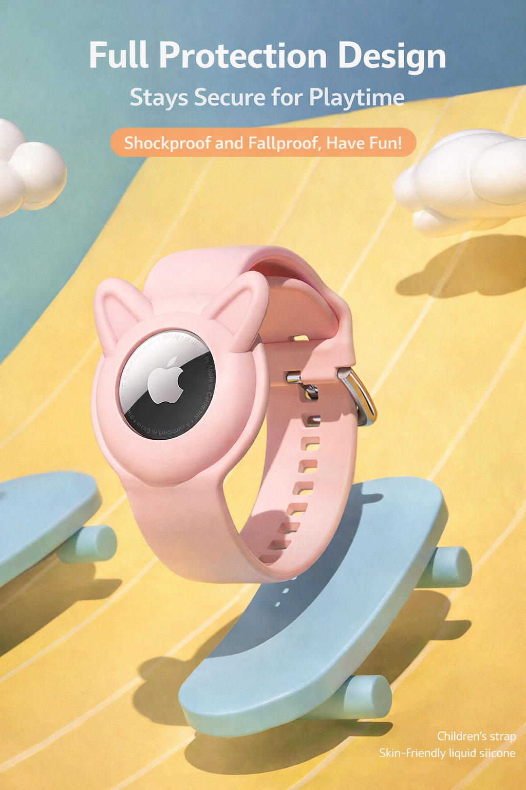 Kids AirTag Wristband Case  Liquid Silicone Watch-Style Protective Bracelet for Apple AirTag