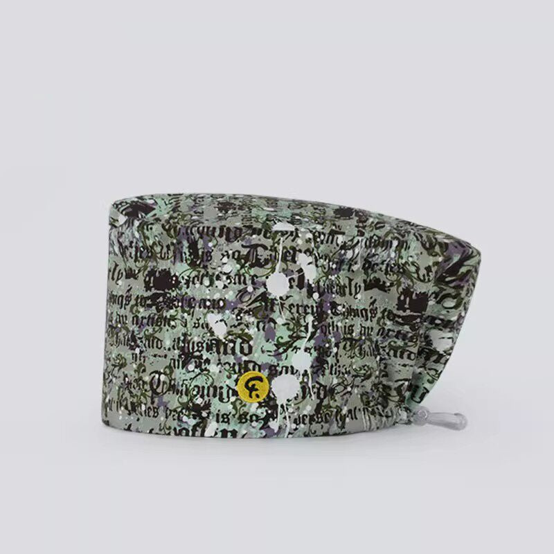 Nurse Beanie Elastic Cap Doctor Work Cap Printed Surgical Oral Head Cap Cotton Breathable for Men and Women