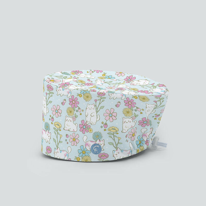 Floral Cotton Scrub Cap – Soft, Breathable & Adjustable Work Hat