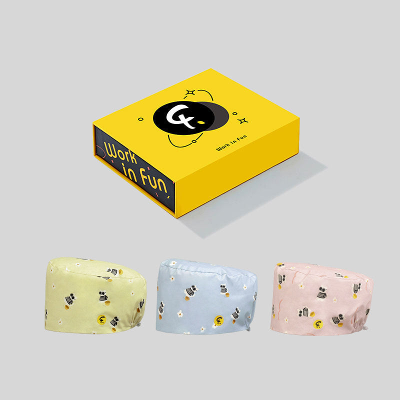 Cartoon print hat doctor nurse wrap turban beanie beanie cotton cool meow garden spring summer