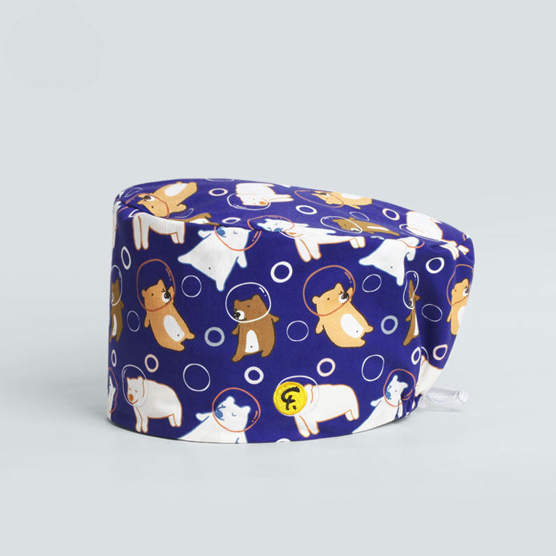 Nurse Beanie Elastic Cap Doctor Work Cap Printed Surgical Oral Head Cap Cotton Breathable for Men and Women