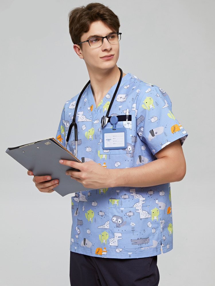 Printed hand washing clothes dinosaur begonia rabbit comfortable breathable overalls surgical gowns men's and women's dentistry, pediatrics