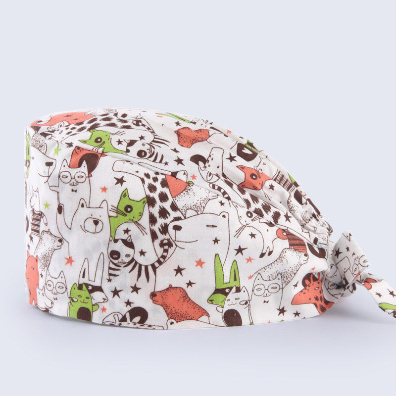 Printed Cap Pet Home Oral Dental Work Cap Pharmacy Beauty Salon Hulu Cap Men's and Women's Summer