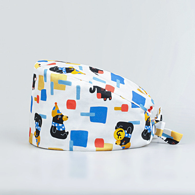Medical Work Cap Surgical Hat Gourd Hat Cartoon Print Hat Magic Maze Men and Women Summer