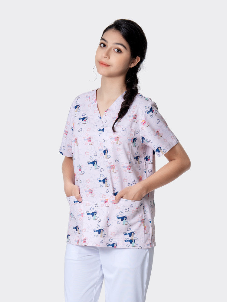 Clothes printed pet doctor nurse work uniform brush hand clothes men's and women's little nurses