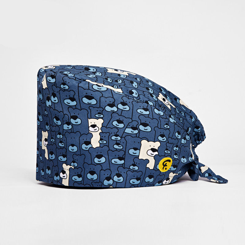 Surgical Cap Cotton Work Hat Gourd Hat Cartoon Print Breathable Hat Sweat Wicking Spring and Summer
