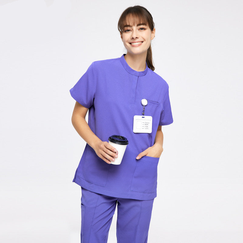 New product cool and breathable hand wash suit doctor nurse brush suit round neck oral surgical suit