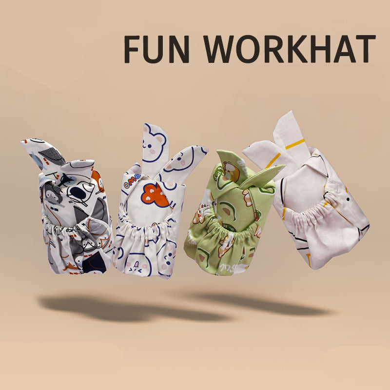 Surgical Cap Cotton Work Hat Gourd Hat Cartoon Print Breathable Hat Sweat Wicking Spring and Summer