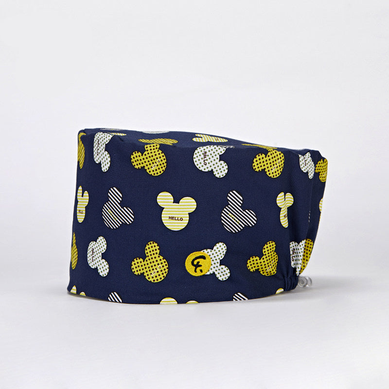 Nurse Beanie Elastic Cap Doctor Work Cap Printed Surgical Oral Head Cap Cotton Breathable for Men and Women