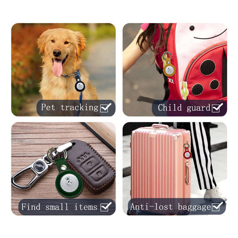 Suitable for AirTag case, Apple airtags chain, leather air protector, tag positioning case, key fob ring