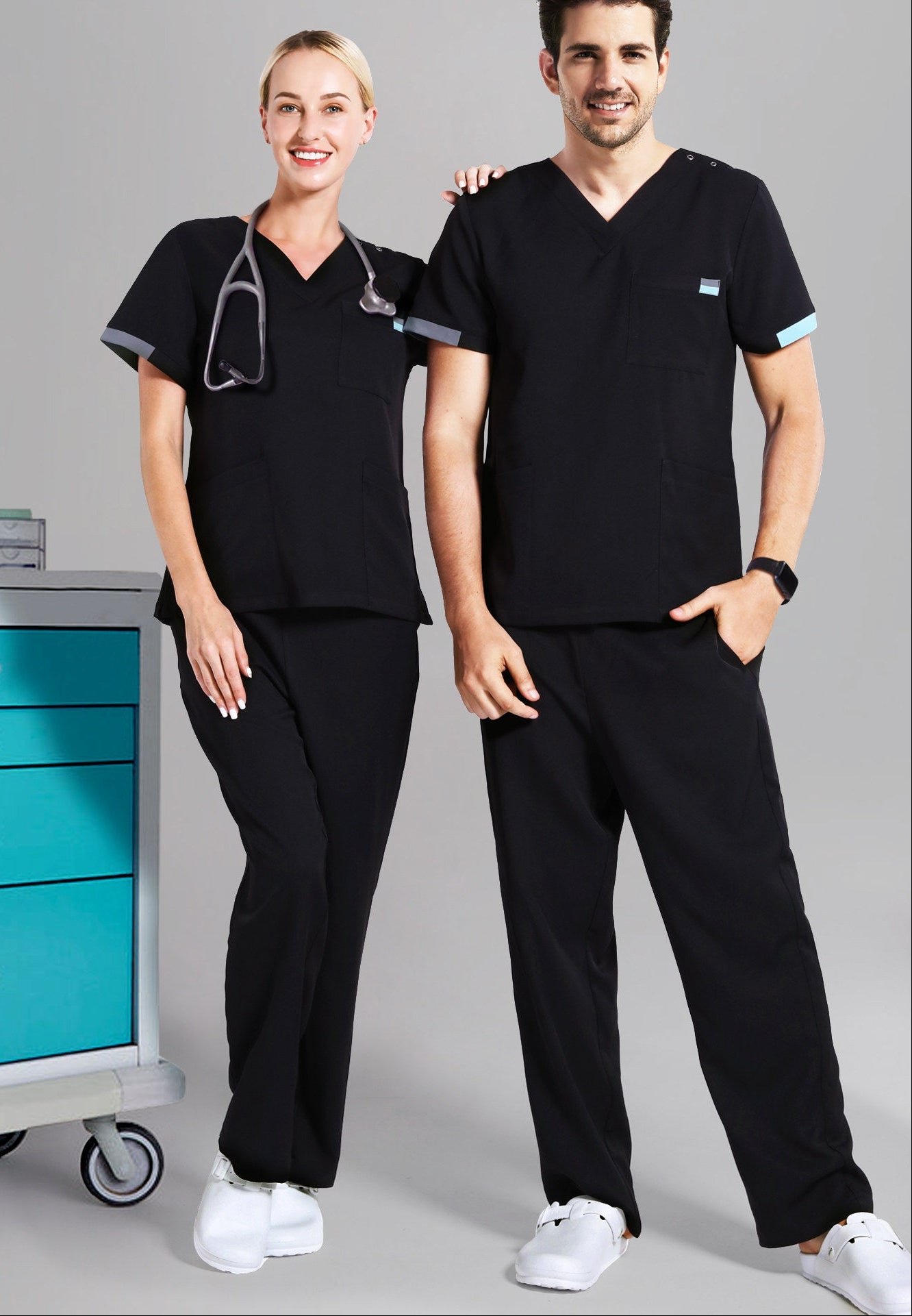 Uniform Unisex Stretch Quick Dry Stomatology Short Sleeve Hand Wash ZaqZeq Medical Care Professional Set