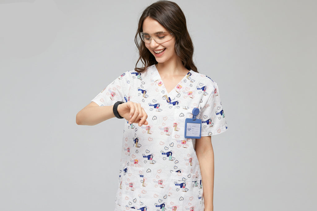 Clothes printed pet doctor nurse work uniform brush hand clothes men's and women's little nurses