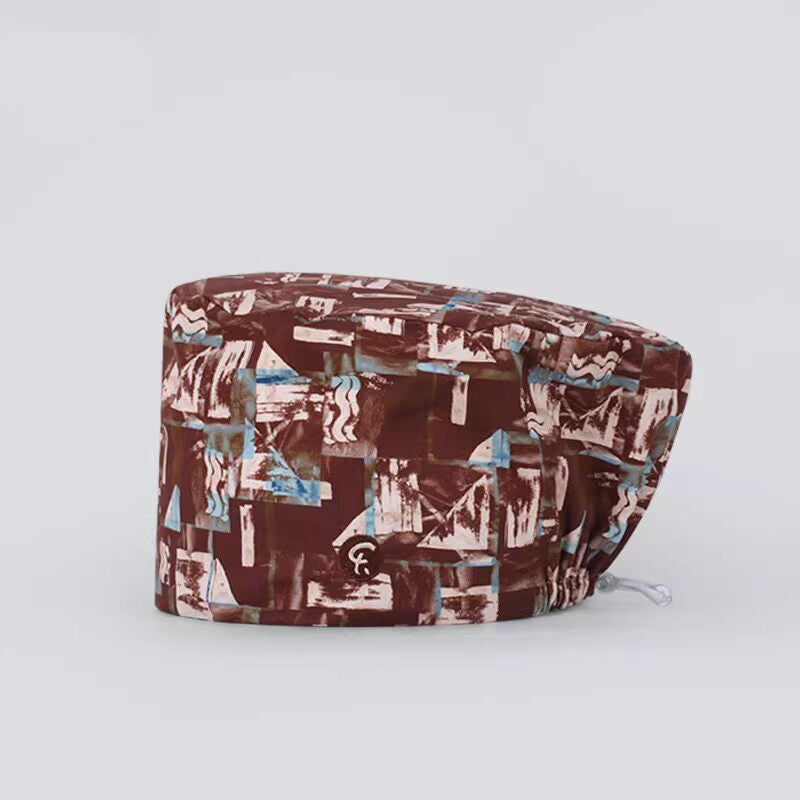 Nurse Beanie Elastic Cap Doctor Work Cap Printed Surgical Oral Head Cap Cotton Breathable for Men and Women