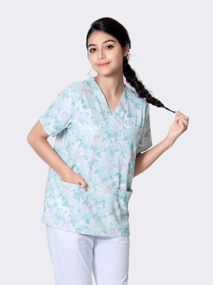 Clothes printed pet doctor nurse work uniform brush hand clothes men's and women's little nurses