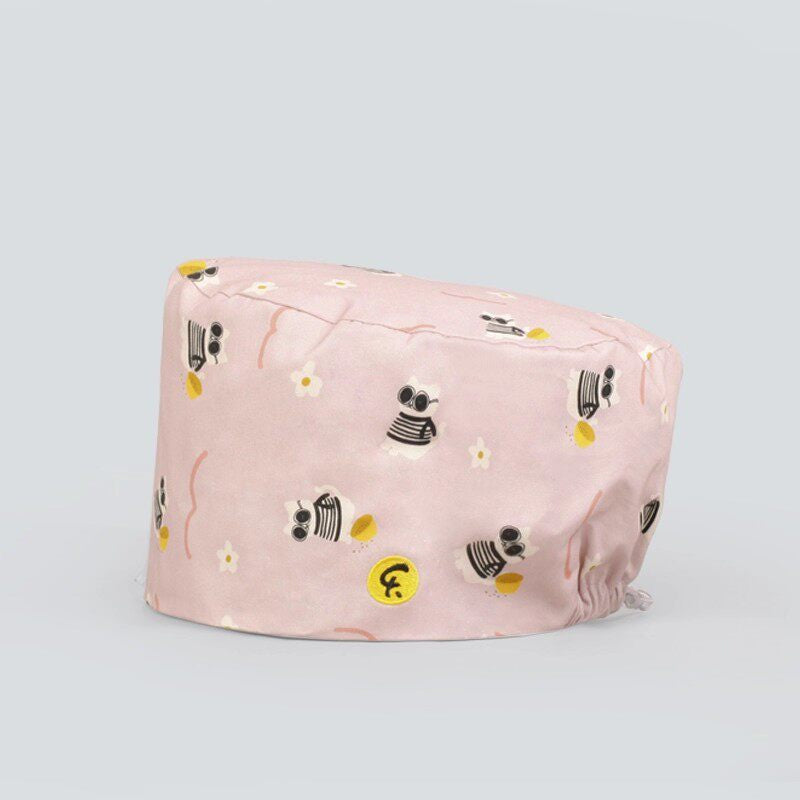 Nurse Beanie Elastic Cap Doctor Work Cap Printed Surgical Oral Head Cap Cotton Breathable for Men and Women