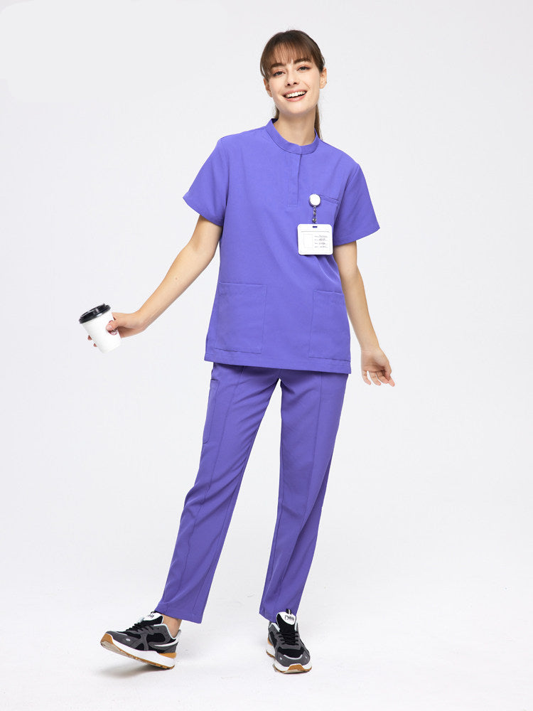 New product cool and breathable hand wash suit doctor nurse brush suit round neck oral surgical suit