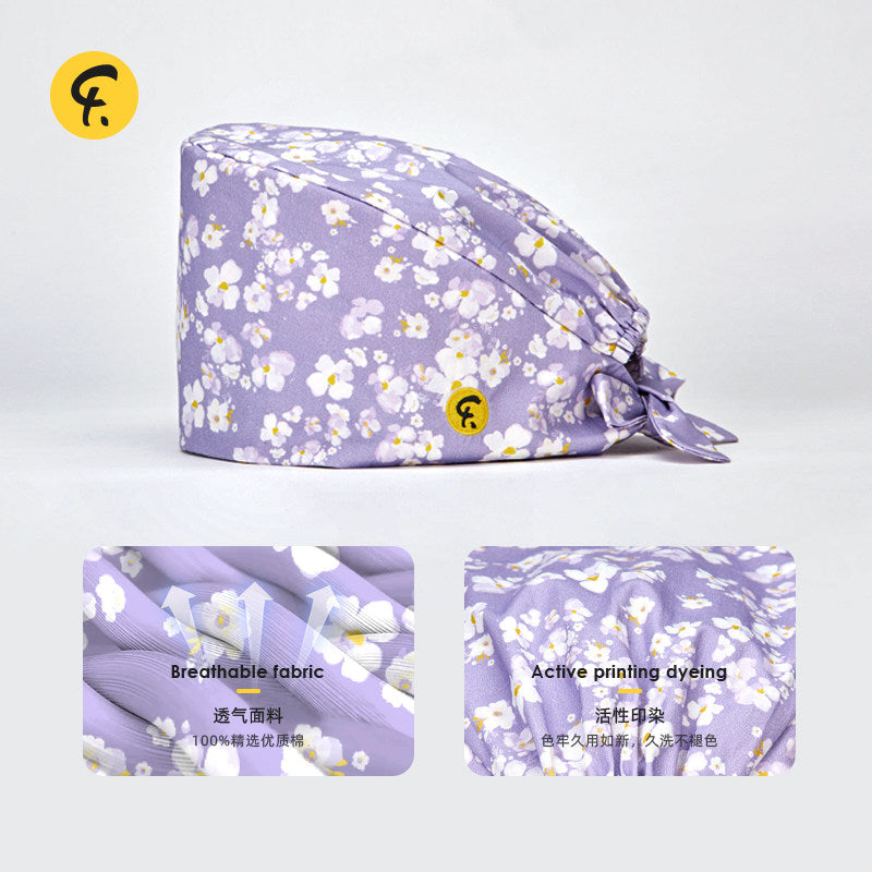 Gourd hat doctor nurse surgical cap print dental clinic work hat flower flower world spring
