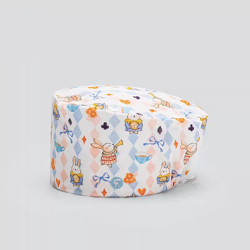 Nurse Beanie Elastic Cap Doctor Work Cap Printed Surgical Oral Head Cap Cotton Breathable for Men and Women