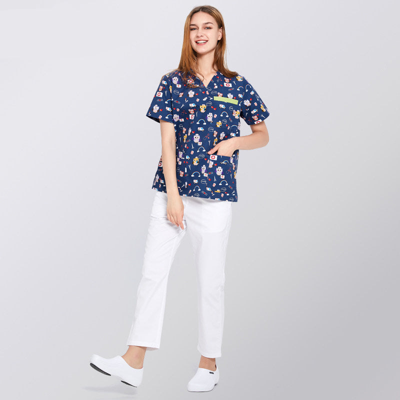 Printed hand washing clothes dinosaur begonia rabbit comfortable breathable overalls surgical gowns men's and women's dentistry, pediatrics