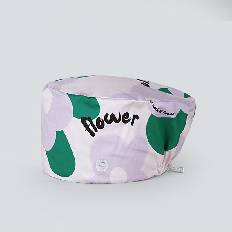 Surgical cap, doctor nurse work cap, toe cap, beanie hat print, cotton romantic purple rhyme