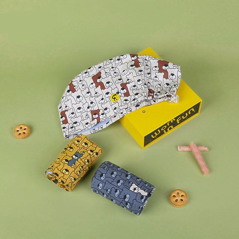 Doctor Nurse Cartoon Print Casual Beanie Surgical Cap Men & Women Summer Bear Haunt