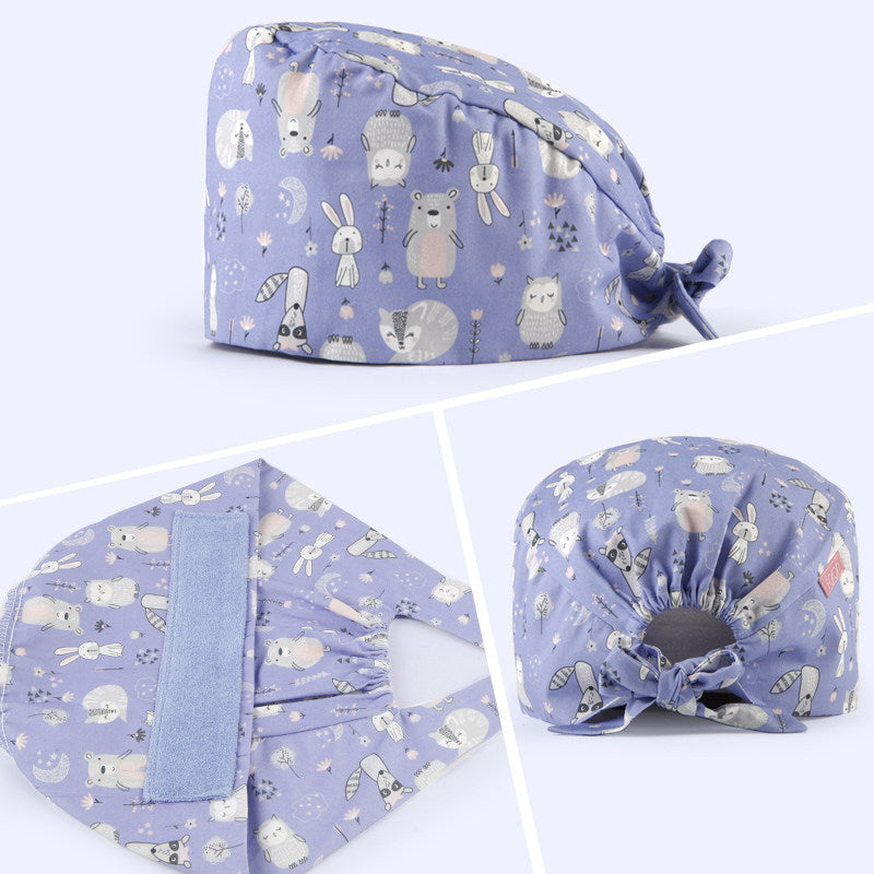 Printed Cap Pet Home Oral Dental Work Cap Pharmacy Beauty Salon Hulu Cap Men's and Women's Summer