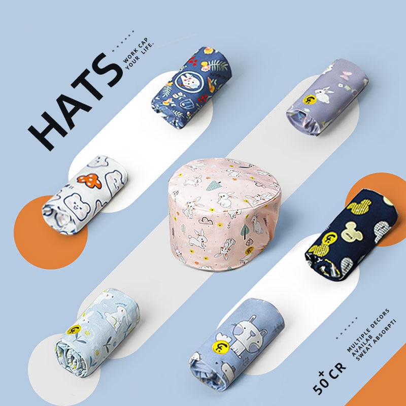 Nurse Beanie Elastic Cap Doctor Work Cap Printed Surgical Oral Head Cap Cotton Breathable for Men and Women