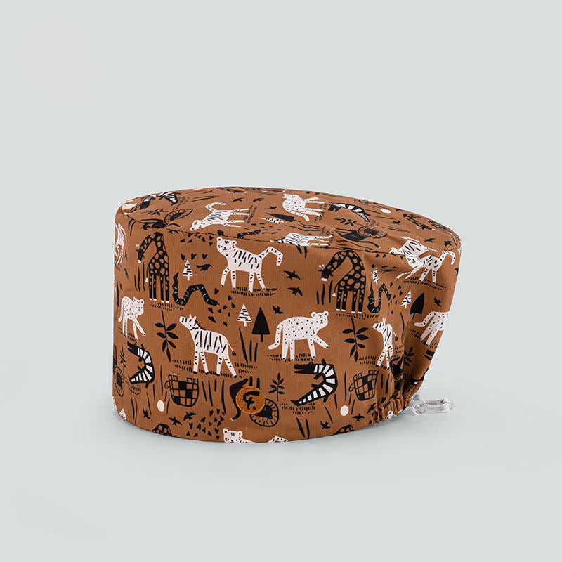 Nurse Beanie Elastic Cap Doctor Work Cap Printed Surgical Oral Head Cap Cotton Breathable for Men and Women