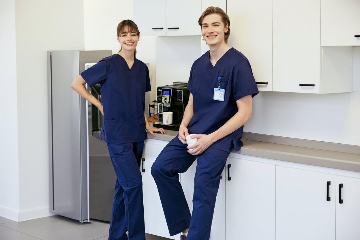 Stretch hand wash gown medical cotton uniform long sleeve navy blue doctor suit for 25-35 years old