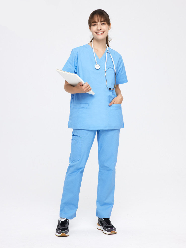 Stretch hand wash gown medical cotton uniform long sleeve navy blue doctor suit for 25-35 years old