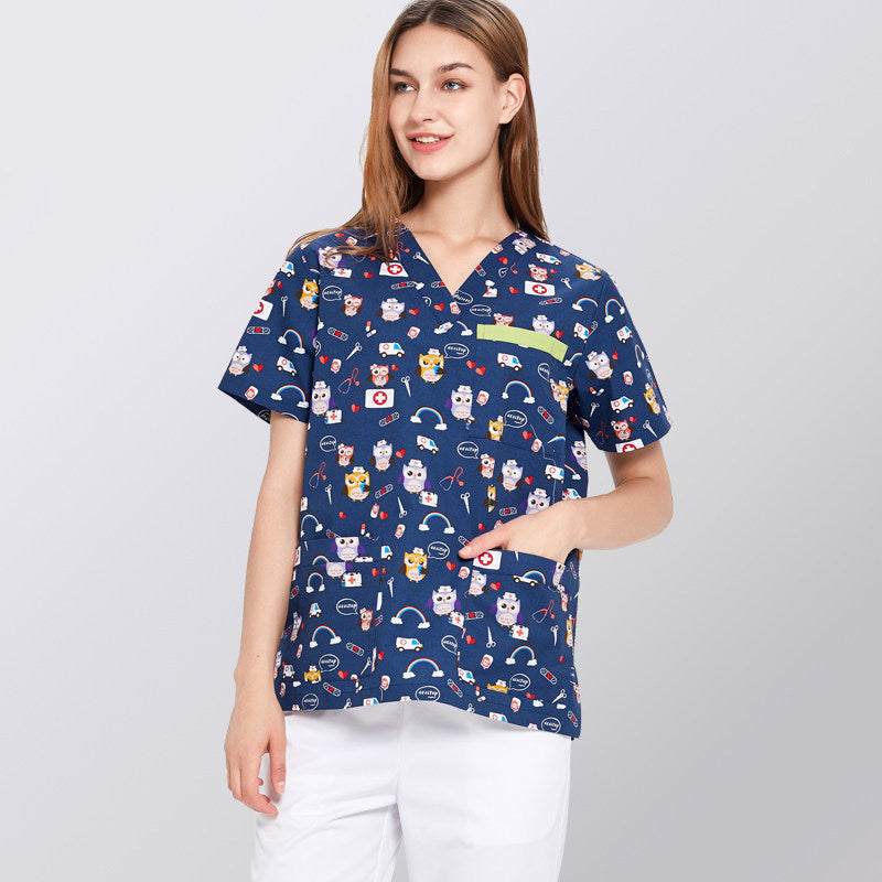 Printed hand washing clothes dinosaur begonia rabbit comfortable breathable overalls surgical gowns men's and women's dentistry, pediatrics