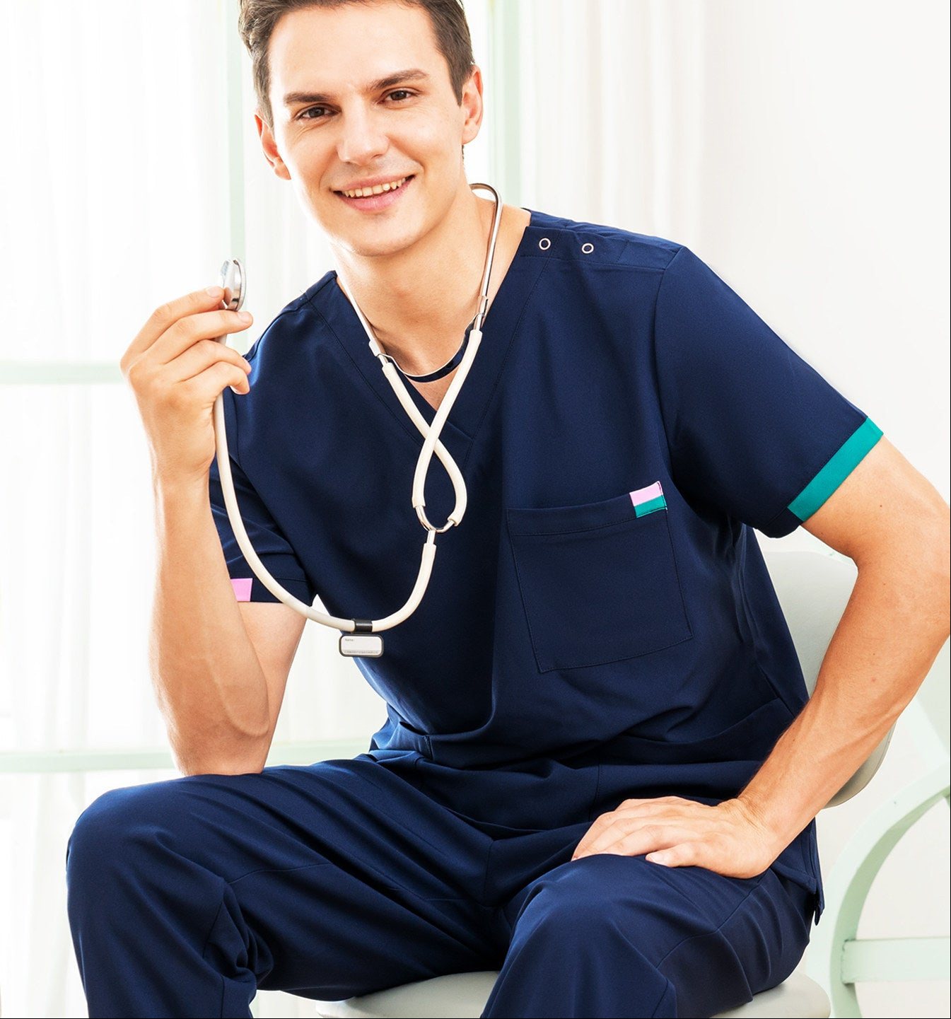 Uniform Unisex Stretch Quick Dry Stomatology Short Sleeve Hand Wash ZaqZeq Medical Care Professional Set