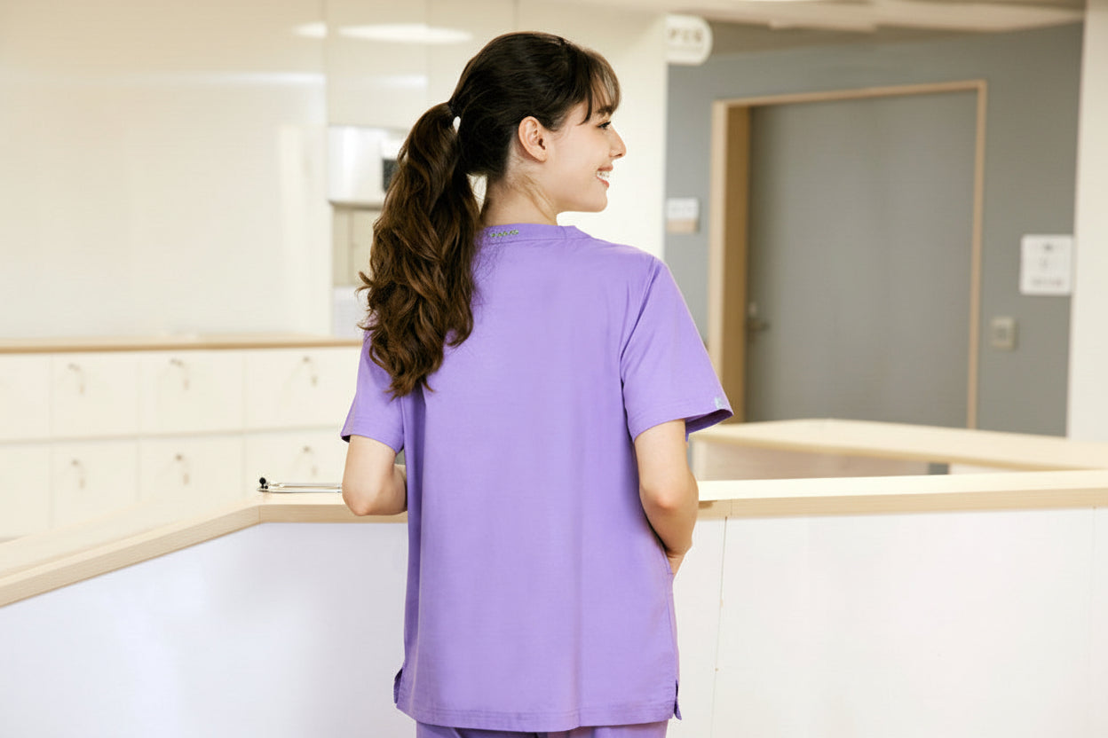 Stretch hand wash gown medical cotton uniform long sleeve navy blue doctor suit for 25-35 years old