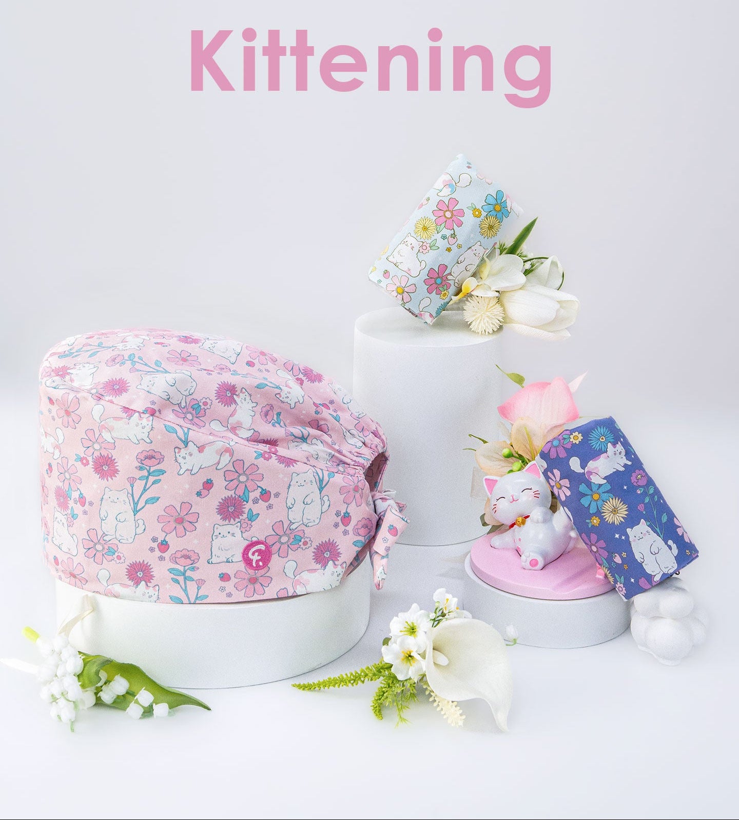 Floral Cotton Scrub Cap – Soft, Breathable & Adjustable Work Hat