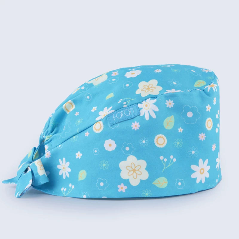Printed Cotton Oral Dental Work Cap Dust Cap Pet Salon Beauty Salon Cap Wrap Cap