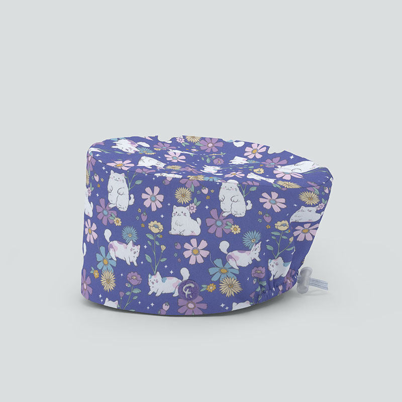 Floral Cotton Scrub Cap – Soft, Breathable & Adjustable Work Hat