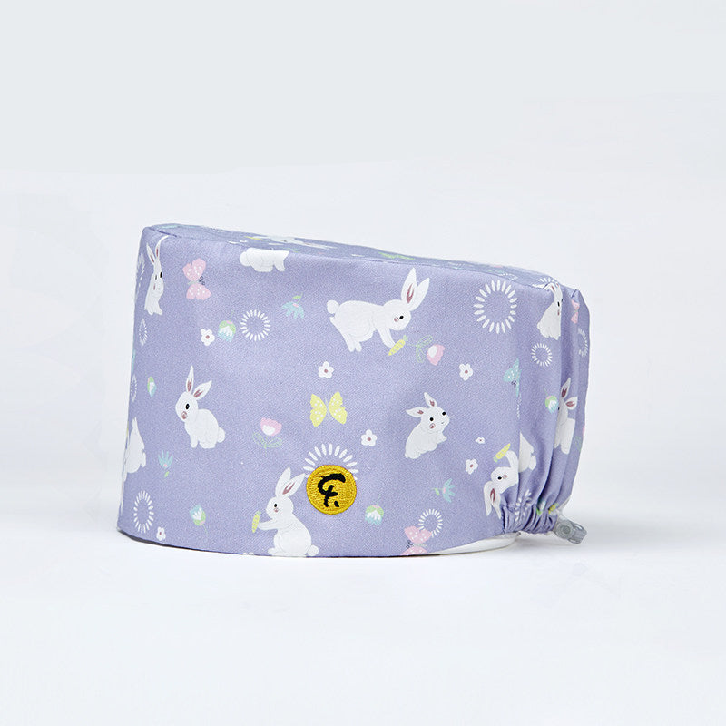 Nurse Beanie Elastic Cap Doctor Work Cap Printed Surgical Oral Head Cap Cotton Breathable for Men and Women