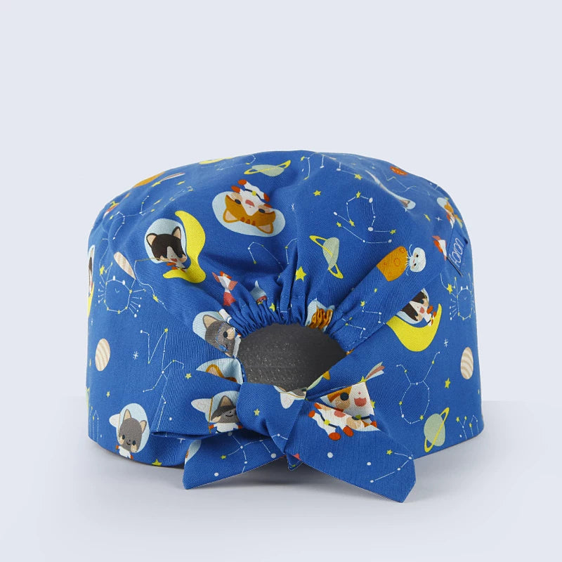 Faran Surgical Cap Doctor Nurse Printed Hat Pet Home Dental Work Hat Planet Guardian Meow Summer