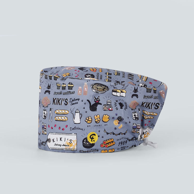 Nurse Beanie Elastic Cap Doctor Work Cap Printed Surgical Oral Head Cap Cotton Breathable for Men and Women