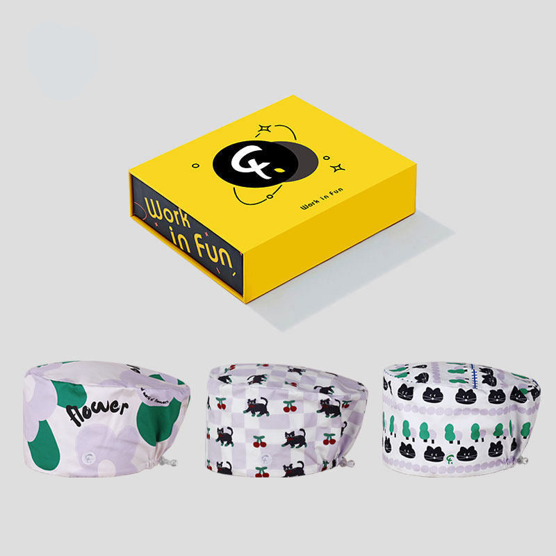 Surgical cap, doctor nurse work cap, toe cap, beanie hat print, cotton romantic purple rhyme