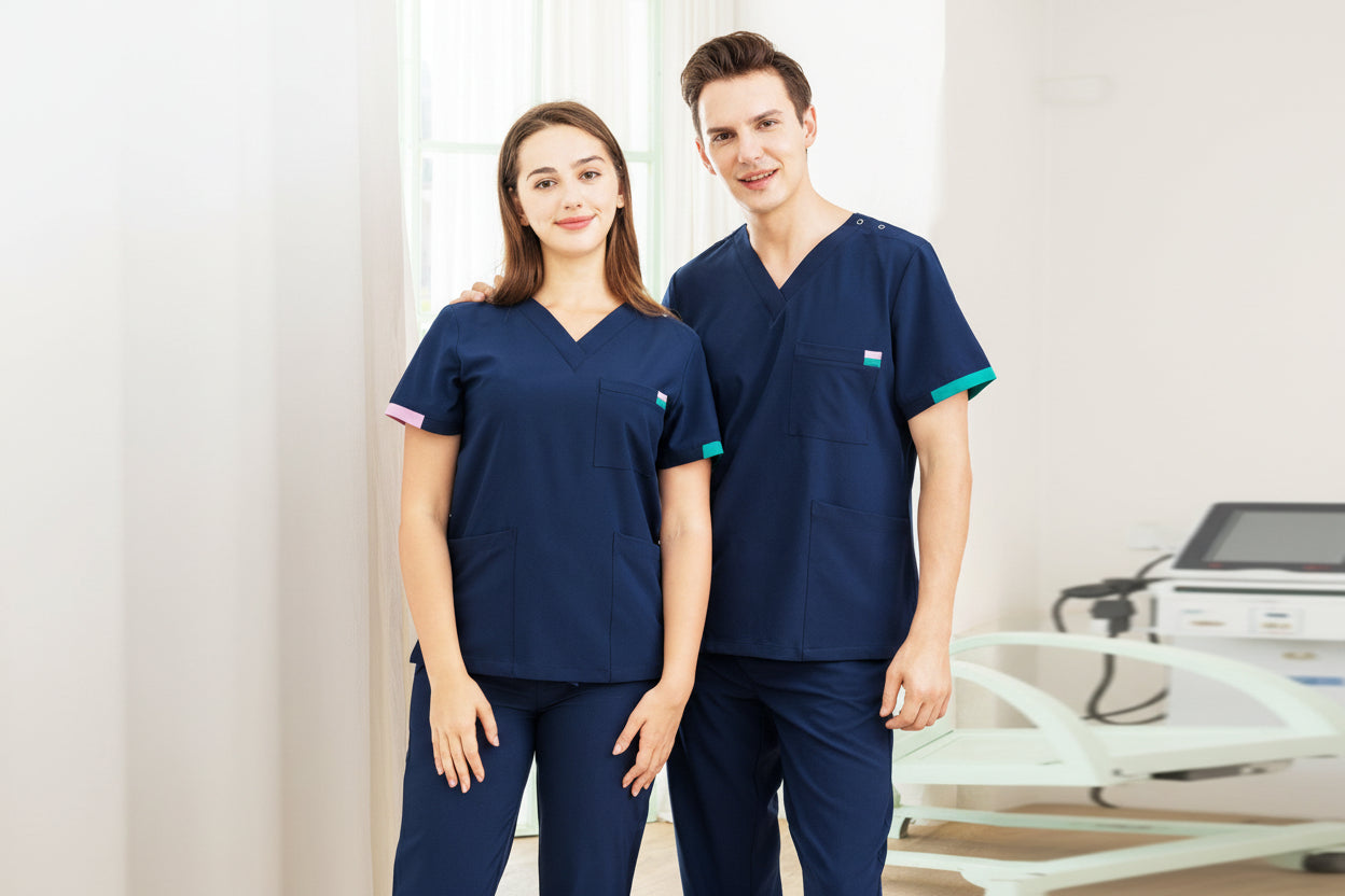 Uniform Unisex Stretch Quick Dry Stomatology Short Sleeve Hand Wash ZaqZeq Medical Care Professional Set