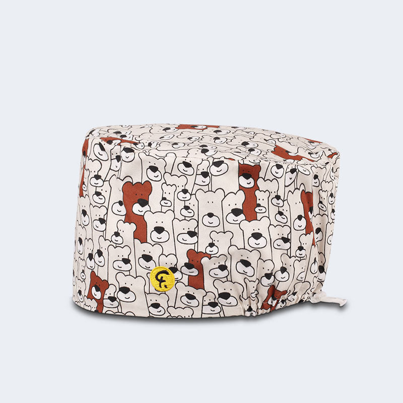 Doctor Nurse Cartoon Print Casual Beanie Surgical Cap Men & Women Summer Bear Haunt
