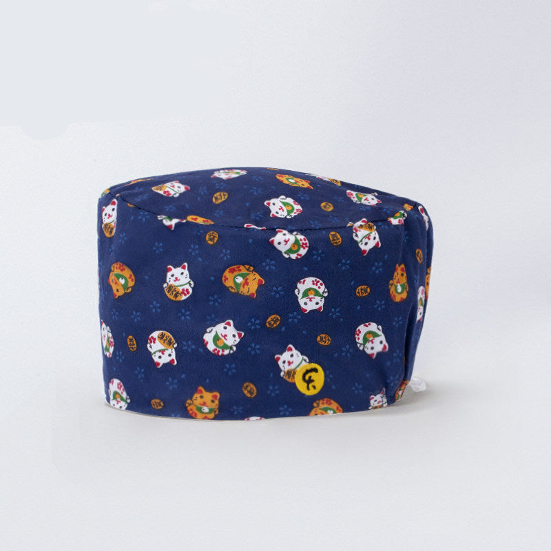 Nurse Beanie Elastic Cap Doctor Work Cap Printed Surgical Oral Head Cap Cotton Breathable for Men and Women