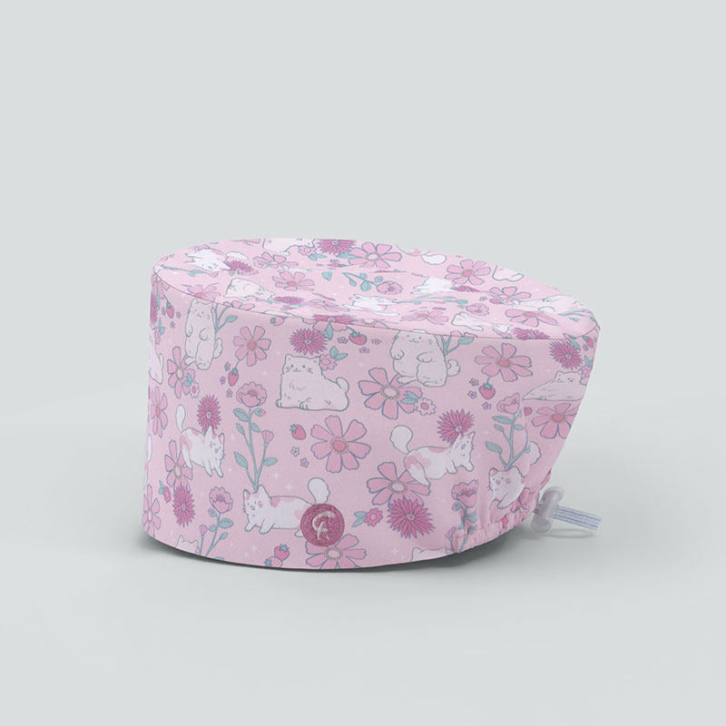 Floral Cotton Scrub Cap – Soft, Breathable & Adjustable Work Hat