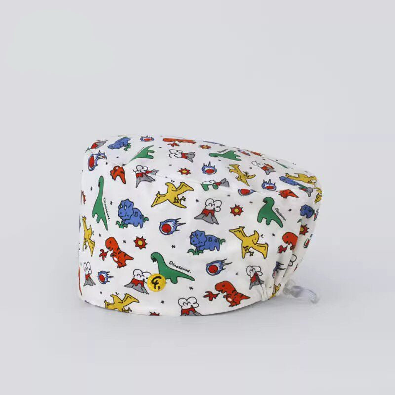 Nurse Beanie Elastic Cap Doctor Work Cap Printed Surgical Oral Head Cap Cotton Breathable for Men and Women