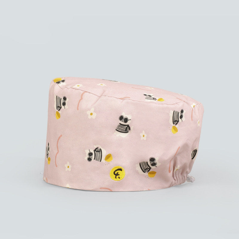 Cartoon print hat doctor nurse wrap turban beanie beanie cotton cool meow garden spring summer