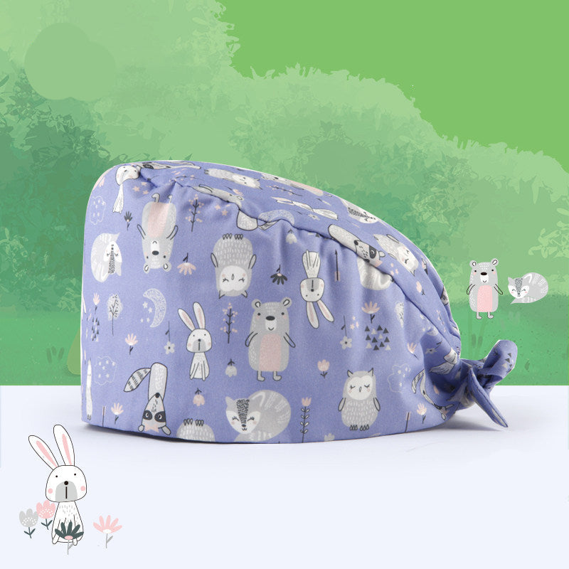 Printed Cap Pet Home Oral Dental Work Cap Pharmacy Beauty Salon Hulu Cap Men's and Women's Summer