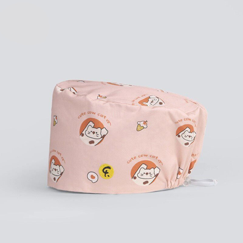 Nurse Beanie Elastic Cap Doctor Work Cap Printed Surgical Oral Head Cap Cotton Breathable for Men and Women